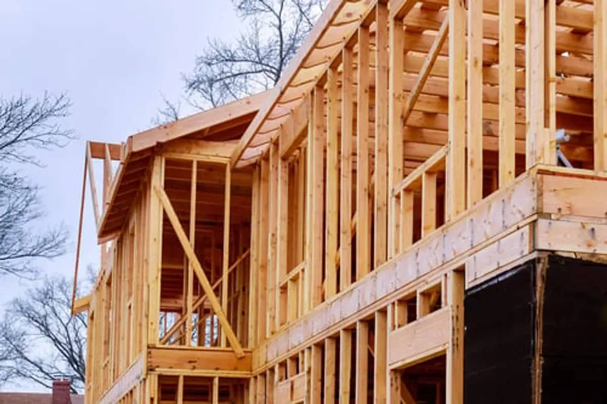 Framed home addition under construction on a Fairfield County residence